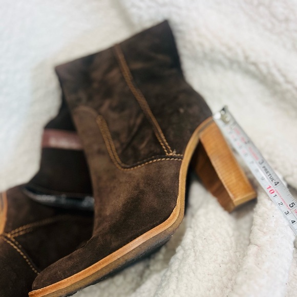 Vintage Brown leather upper boots size 9.5 to 10 fits very good condition - Picture 12 of 14